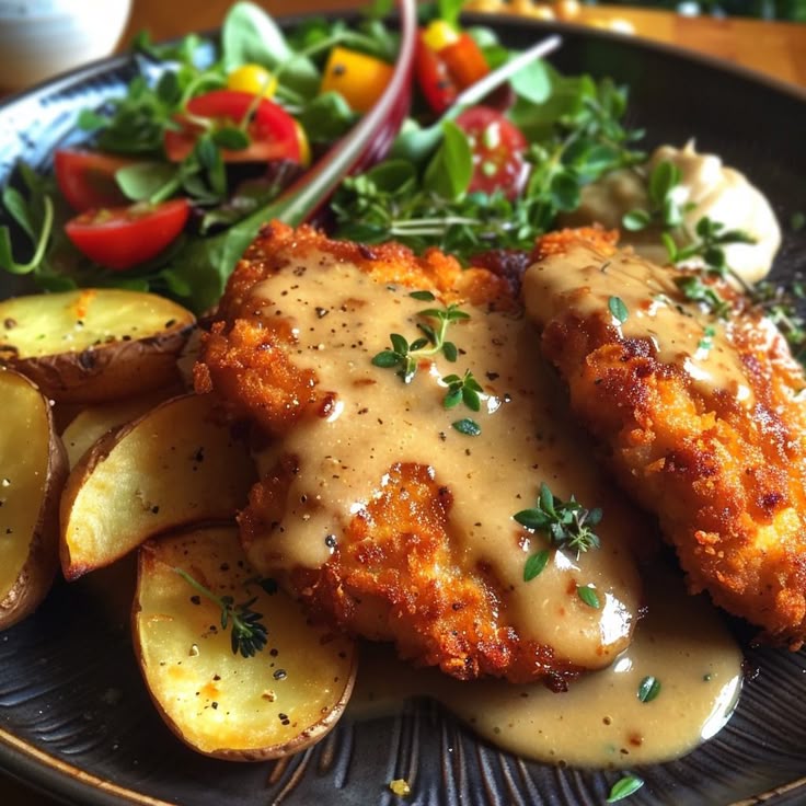 School Life Victoria Hudson Crispy Chicken Schnitzel with Creamy Mustard Sauce Recipe Ingredients 2 boneless, skinless chicken breasts 1 cup all purpose flour 2… Instagram